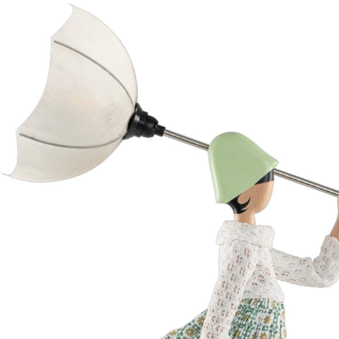 LAMPADA LITTLE GIRL SVINTA PARALUME BIANCO BASE LEGNO NATURALE SKITSO MULTICOLOR