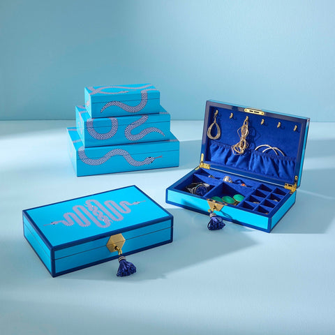 SCATOLA EDEN LACQUER JEWELRY SMALL 34764 JONATHAN ADLER BLUE