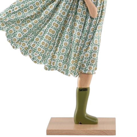 LAMPADA LITTLE GIRL SVINTA PARALUME BIANCO BASE LEGNO NATURALE SKITSO MULTICOLOR