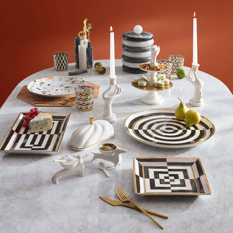 VASSOIO OP ART RECTANGLE SERVING TRAY 34816 JONATHAN ADLER BLACK