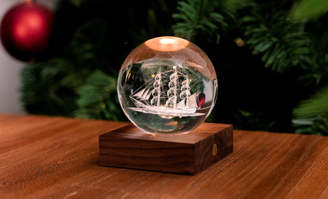 LAMPADA LIGHT 3D LASER SAILING BOAT ART. G025SB AMBER CRYSTAL MULTICOLOR