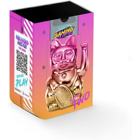 MANEKI NEKO PLAYER TWO SHINY PINK/YELLOW LUCKY CAT MULTICOLOR