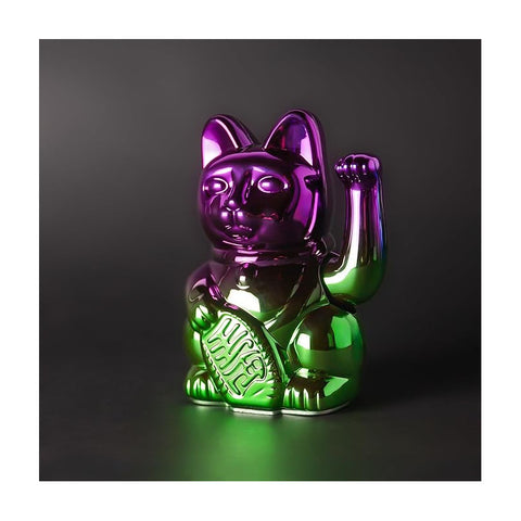 MANEKI NEKO PLAYER FOU SHINY PURPLE GREEN LUCKY CAT MULTICOLOR