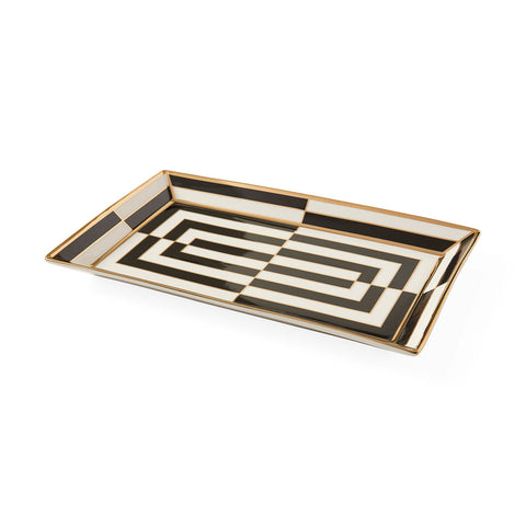 VASSOIO OP ART RECTANGLE SERVING TRAY 34816 JONATHAN ADLER BLACK