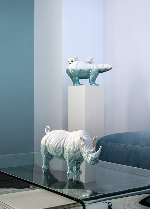 SCULTURA RINOCERONTE 1009739 19X45X22 CM LLADRO' WHITE