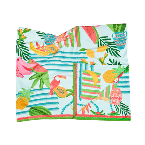 TELO EXTRA LARGE BEACH TOWELS TROPICANA TREATS DOCK & BAY MULTICOLOR