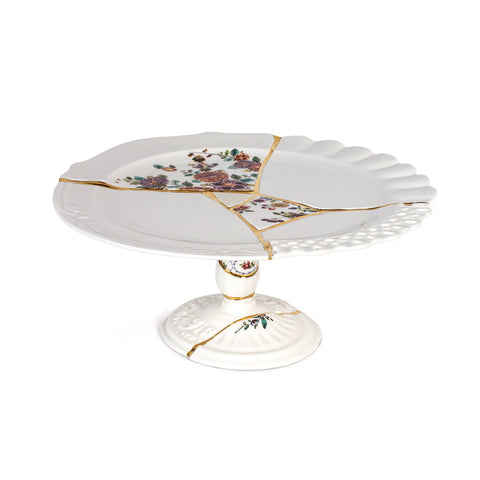 ALZATA PORCELLANA E ORO KINTSUGI  CM 36 H 15 09644 SELETTI WHITE