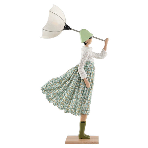 LAMPADA LITTLE GIRL SVINTA PARALUME BIANCO BASE LEGNO NATURALE SKITSO MULTICOLOR