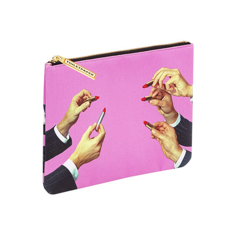 COSMETICS ENVELOPE IN PU PRINTED TOILETPAPER CM.21X15,5 LIPSTICKS PINK SELETTI
