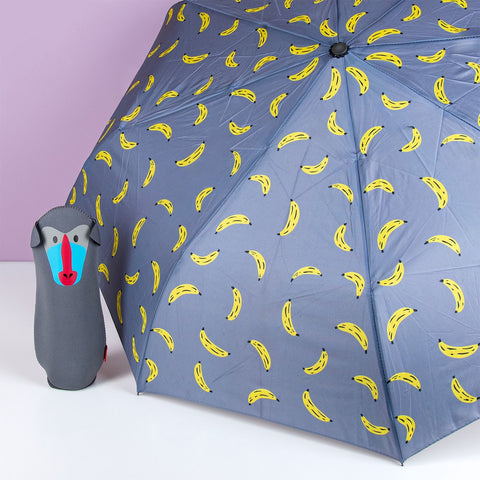 Ombrello Balvi Monkeymbrella - Design Con Banane, Grigio, Pieghevole - Foto 3