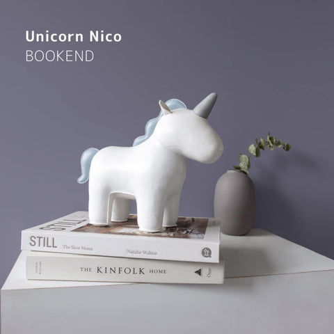 ZUNY BOOKEND 1 KG UNICORN NICO WHITE & SMOKEY BLUE ART. ZUBV03110120