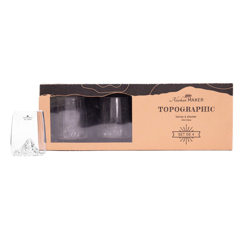 SET 4 BICCHIERINI TOPOGRAPHIC 4 MONTAGNE TOPO-S-BEMP ALASKAN MAKER