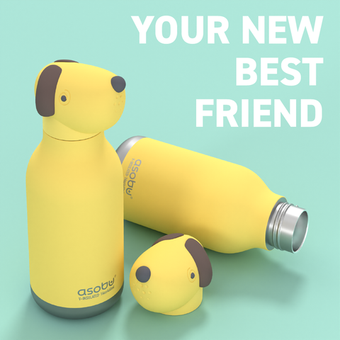 BORRACCIA BESTIE ANIMAL BOTTLE ART. SBV-44 YELLOW DOG ASOBU YELLOW