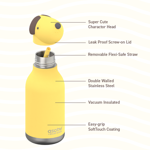 BORRACCIA BESTIE ANIMAL BOTTLE ART. SBV-44 YELLOW DOG ASOBU YELLOW