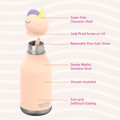 BORRACCIA BESTIE ANIMAL BOTTLE ART. SBV44UNICORN ASOBU PINK