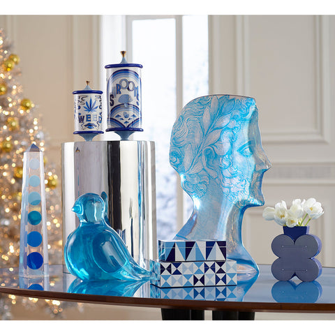 SCATOLA SMALL SORRENTO LACQUER BOX ART. 28527 JONATHAN ADLER BLUE