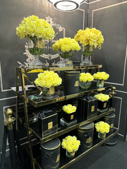 VASO SQUARE 9 ROSE BUDS CLEAR YELLOW ART. SVC908 COTE NOIRE YELLOW