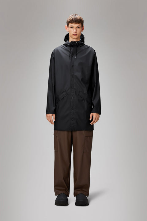 IMPERMEABILE LONG JACKET BLACK GRAIN L ART. 12020 RAINS BLACK