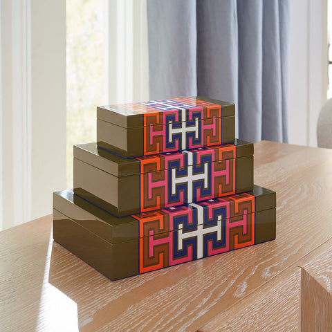 SCATOLA LACQUER MADRID BOX LARGE ART. 33185 JONATHAN ADLER MULTICOLOR