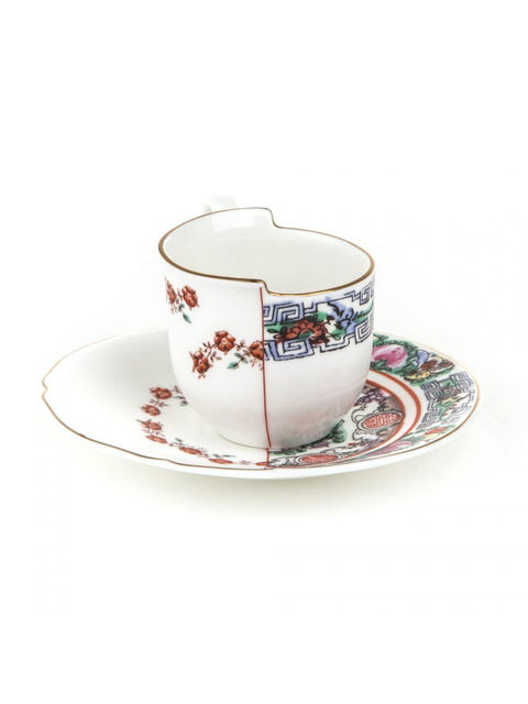 TAZZINA CAFFE' CON PIATTINO PORCELLANA HYBRID 09743 SELETTI MULTICOLOR
