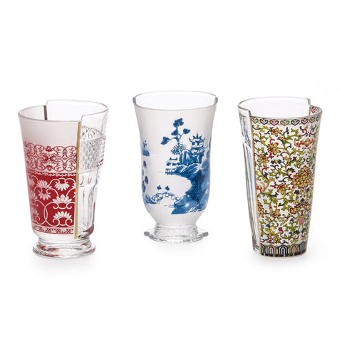 SET 3 BICCHIERI VETRO HYBRID CLARICE CM 8,5 H 14,8 09735 SELETTI