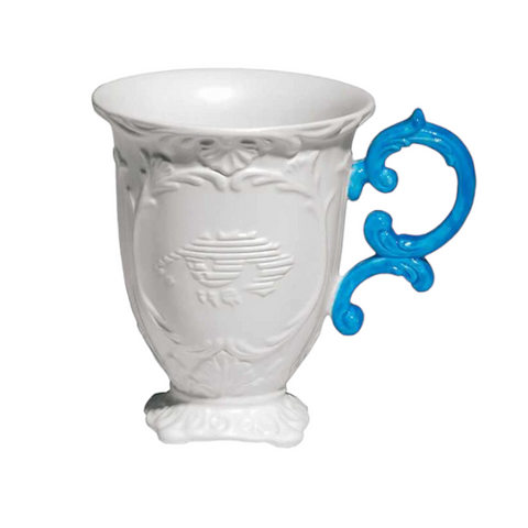 TAZZA SELETTI PORCELLANA I-WARES CM 10 H 11,5 MANICO AZZURRO 09855AZZ