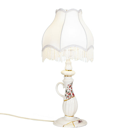 LAMPADA KINTSUGI ABAT JOUR PORCELLANA E ORO 26X26 H 60 CM 09945 SELETTI WHITE