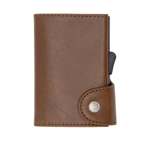 PORTAFOGLIO SINGLE COIN GUN  VEGETABLE TANNED LEATHER C SECURE BROWN