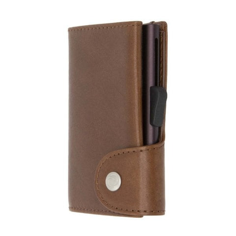 PORTAFOGLIO SINGLE COIN GUN  VEGETABLE TANNED LEATHER C SECURE BROWN