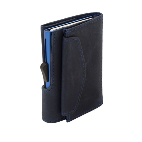 PORTAFOGLIO SINGLE COIN NAVAL PRESTIGE LEATHER C SECURE BLUE