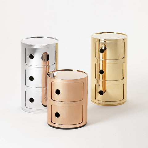 COMODINO COMPONIBILE 3 ELEMENTI CROMATO 05967/XX KARTELL SILVER