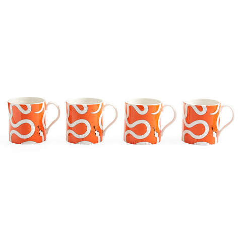 TAZZE EDEN SET OF 4 ART. 33119 JONATHAN ADLER ORANGE