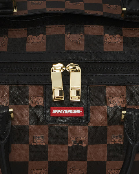 BORSONE PEEKING CHARACTER CHECK DUFFLE 910D7506NSZ SPRAYGROUND BROWN