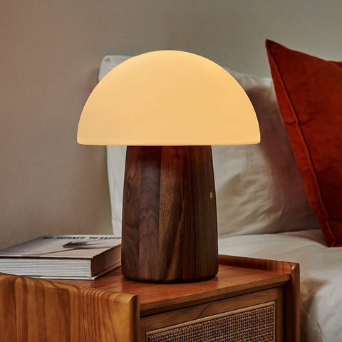 ALICE MUSHROOM LAMP LARGE NATURAL WALNUT WOOD GINGKO ART. G022WT1