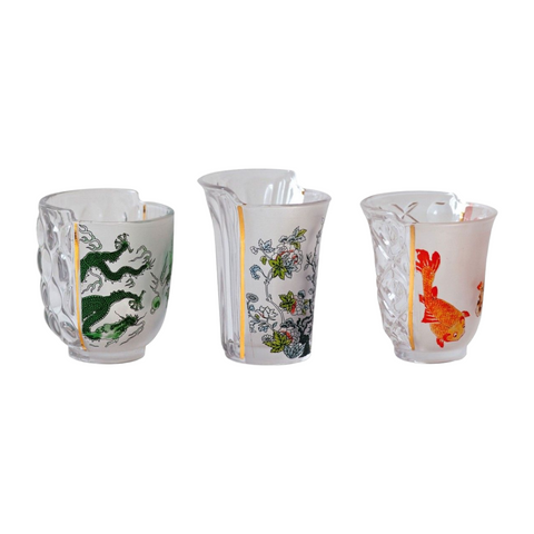 SET TRE BICCHIERI IN VETRO HYBRID-AGLAURA 09734 SELETTI WHITE