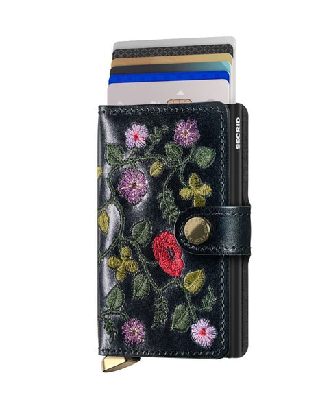 SECRID PREMIUM MINIWALLET STITCH FLORAL  BLACK