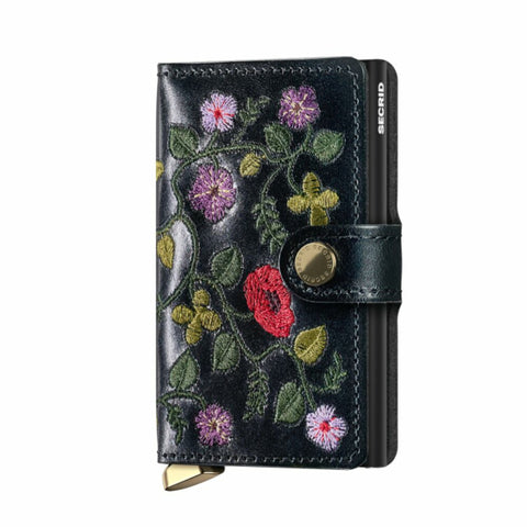 SECRID PREMIUM MINIWALLET STITCH FLORAL  BLACK