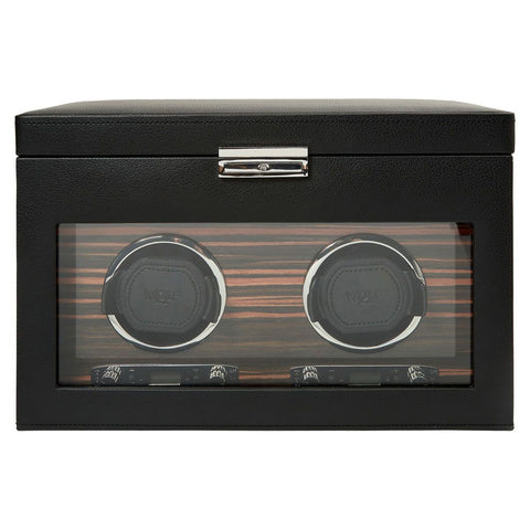 PORTAOROLOGI ROADSTER DOUBLE WATCH WINDER WITH STORAGE 457256 WOLF BLACK