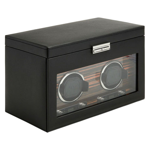 PORTAOROLOGI ROADSTER DOUBLE WATCH WINDER WITH STORAGE 457256 WOLF BLACK