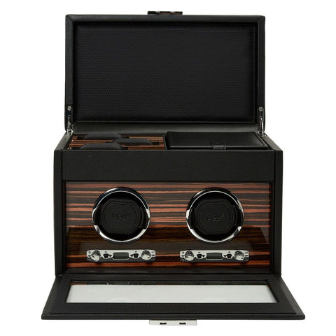 PORTAOROLOGI ROADSTER DOUBLE WATCH WINDER WITH STORAGE 457256 WOLF BLACK