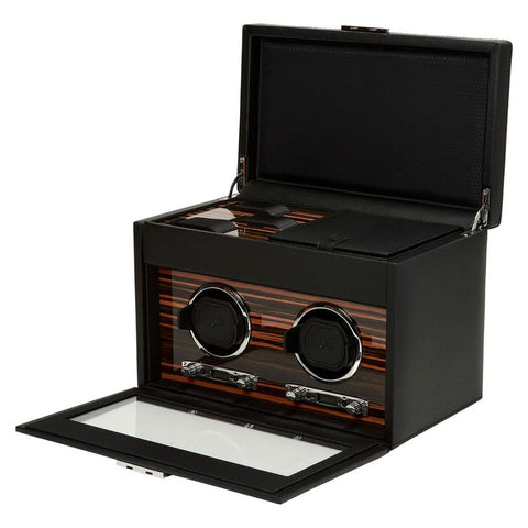 PORTAOROLOGI ROADSTER DOUBLE WATCH WINDER WITH STORAGE 457256 WOLF BLACK