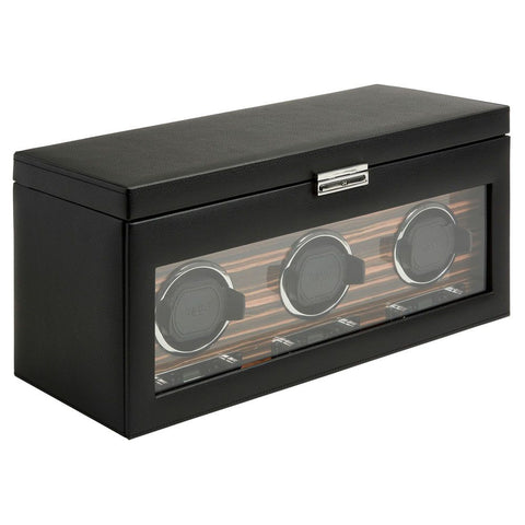 PORTAOROLOGI ROADSTER TRIPLE WATCH WINDER WITH STORAGE 457356 WOLF BLACK