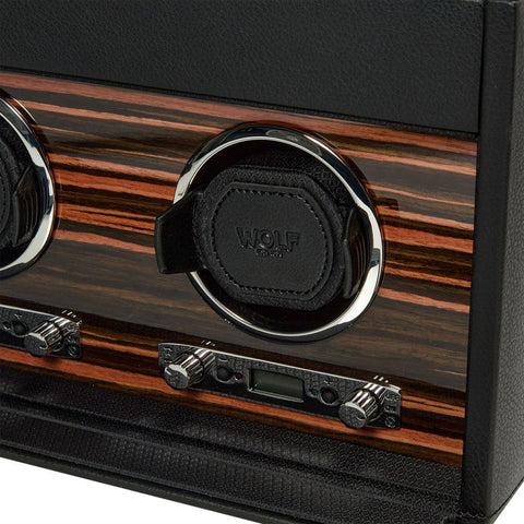 PORTAOROLOGI ROADSTER TRIPLE WATCH WINDER WITH STORAGE 457356 WOLF BLACK
