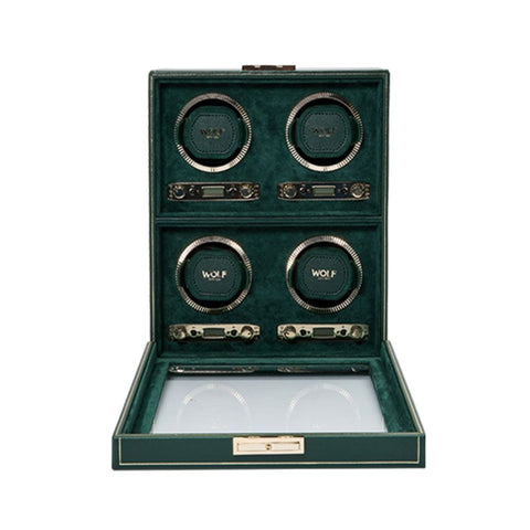 PORTAOROLOGI BRITISH RACING 4 PIECE WATCH WINDER 793041 WOLF 1834 GREEN