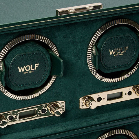 PORTAOROLOGI BRITISH RACING 4 PIECE WATCH WINDER 793041 WOLF 1834 GREEN