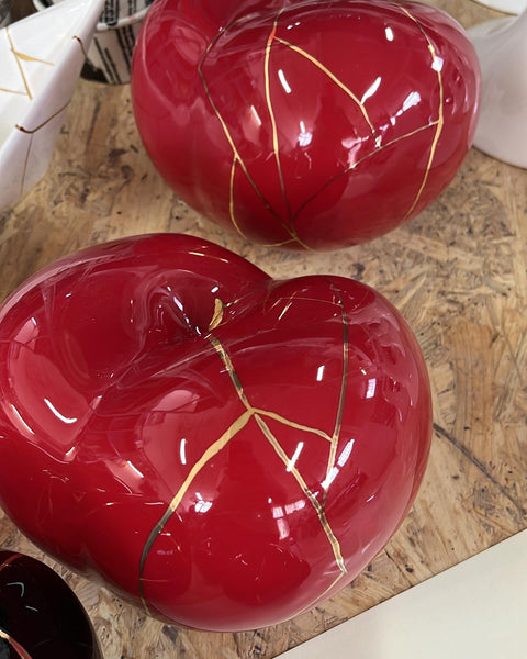 GEGIA ROSSA GRANDE KINTSUGI CM 19 ART 2572 CERAMICHE CRESCENTINI RED