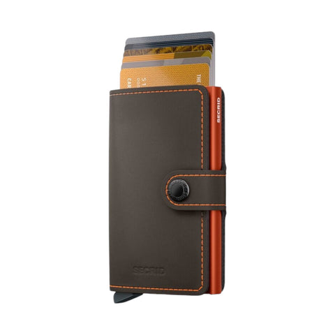 MINIWALLET SECRID MATTE TRUFFLE & ORANGE