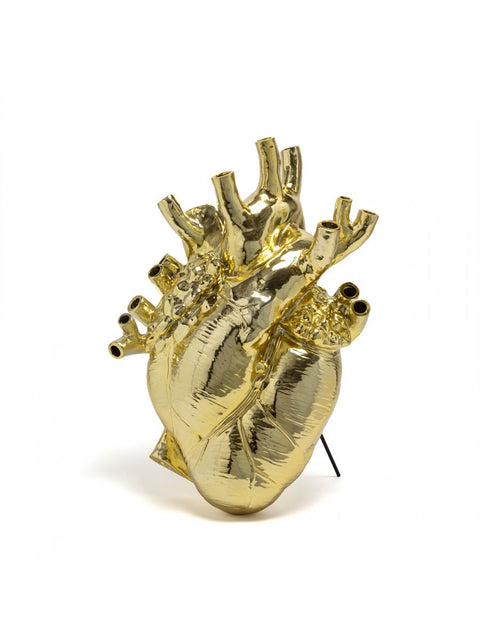SELETTI LOVE IN BLOOM GIANT GOLD RESIN VASE ART 09926