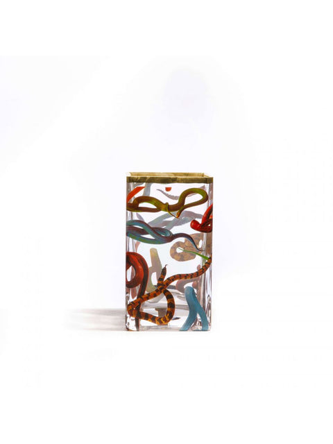 "SELETTI TOILETPAPER GLASS VASE CM. 10X8 H.14 SNAKES ART. 14121"