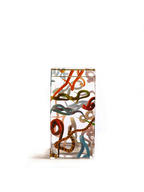 VASO IN VETRO TOILETPAPER CM.15X15 H.30 SNAKES 14151 SELETTI MULTICOLOR